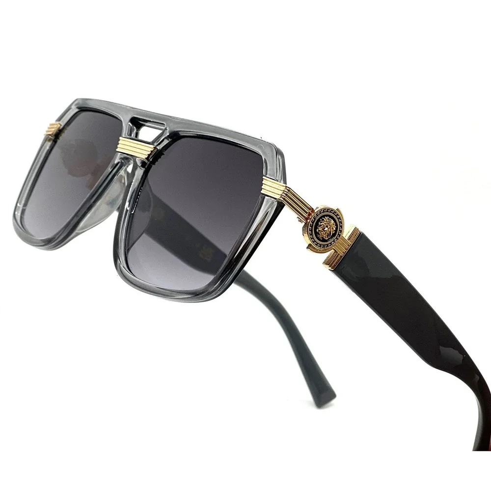 MEN FASHION DESIGNER SHADES SUNGLASSES‎ OVERSIZED MIAMI STYLE SQUARE GRAY LENS
